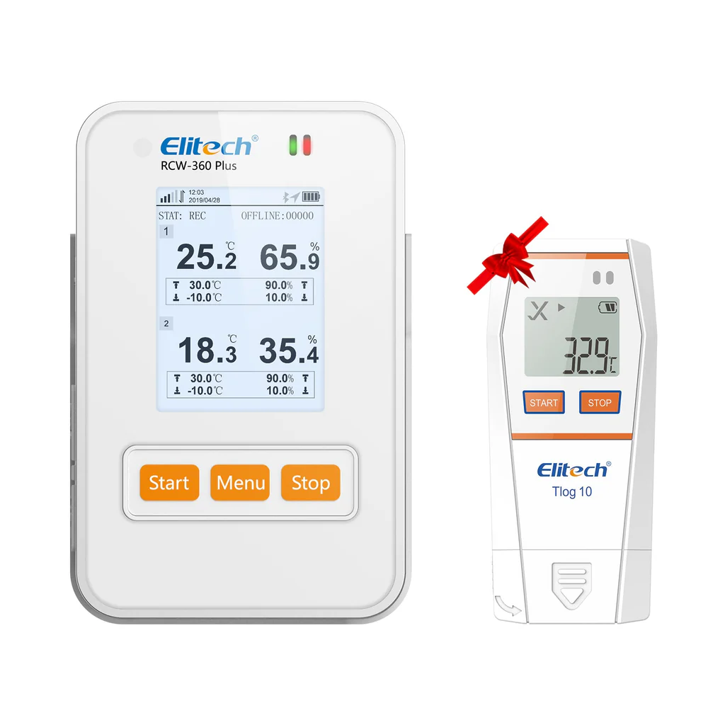 Elitech RCW-360P-TH+Tlog10 | Plus 4G Temperature Humidity Data Logger With External Probe  | Email S ...