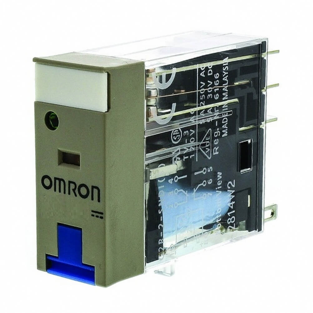 OMRON G2R-2-SNI 24VDC (S) | Relay, plug-in, 8-pin, DPDT, 5 A, mech & LED indicators, lockable test b ...