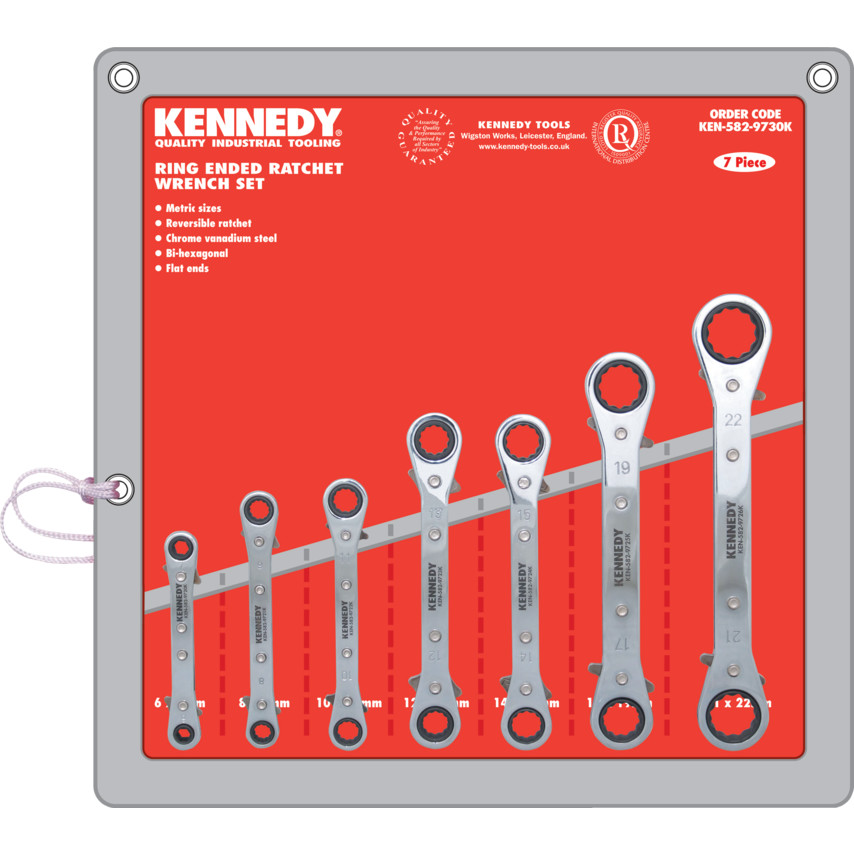 Kennedy-Pro 7PC 6-22mm STRAIGHT RATCHET RING SPANNER SET